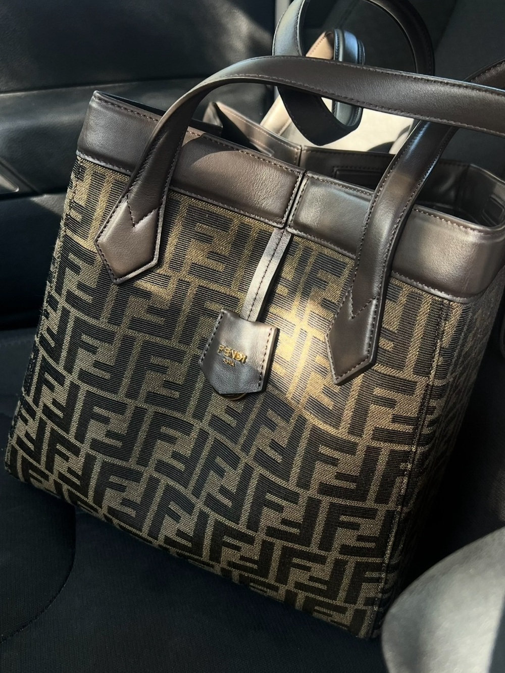 Fendi Brown FF Monogram Origami Tote - Picture 4 of 9